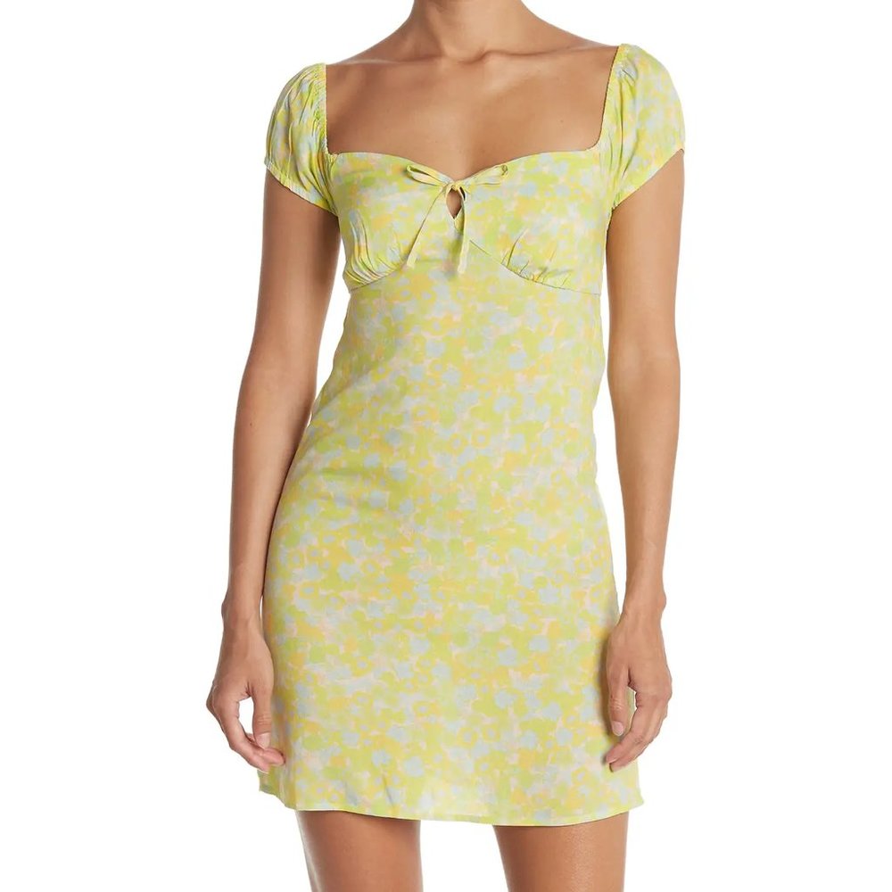 NWT - Sweetheart Tie Neck Mini Dress in Multi Color Floral